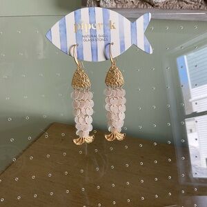 Piper Gold and Seashell Fish Earrings